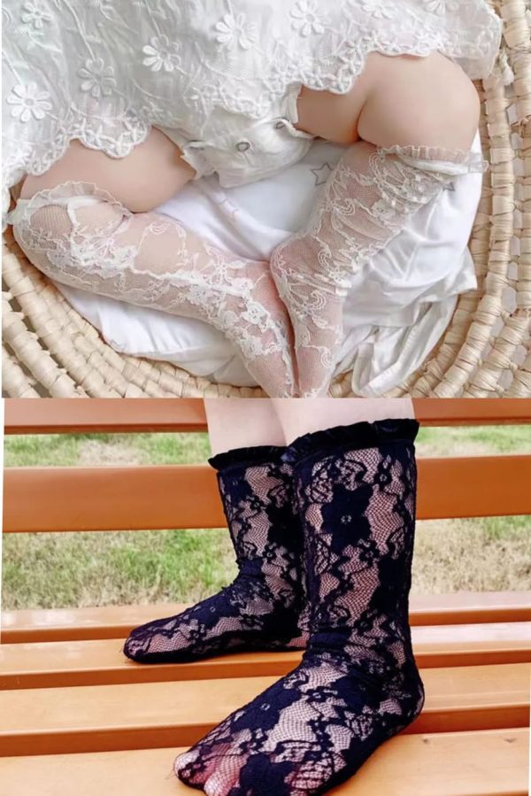 white black lace socks