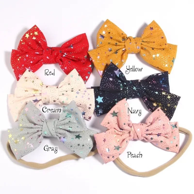 4.8″ , 12cm Glittery Star Bow Bands 4.8″ , 12cm Glittery Star Bow Bands