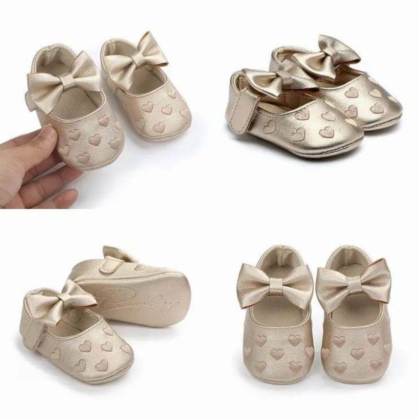 Bow-Knot Heart Pattern Faux Leather Shoes