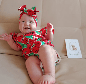 Summer Watermelon Romper with Headband