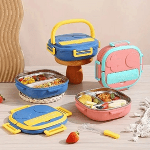 MF Accessories | Kids Feeding Set | Steel Inner Lunch Box | Multi Colours