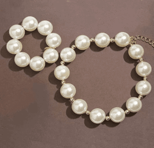 White Pearl with Gold Beads Pendant