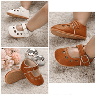 MF Accessories | Baby Girls Pumps | Leather Shoes | White | Brown