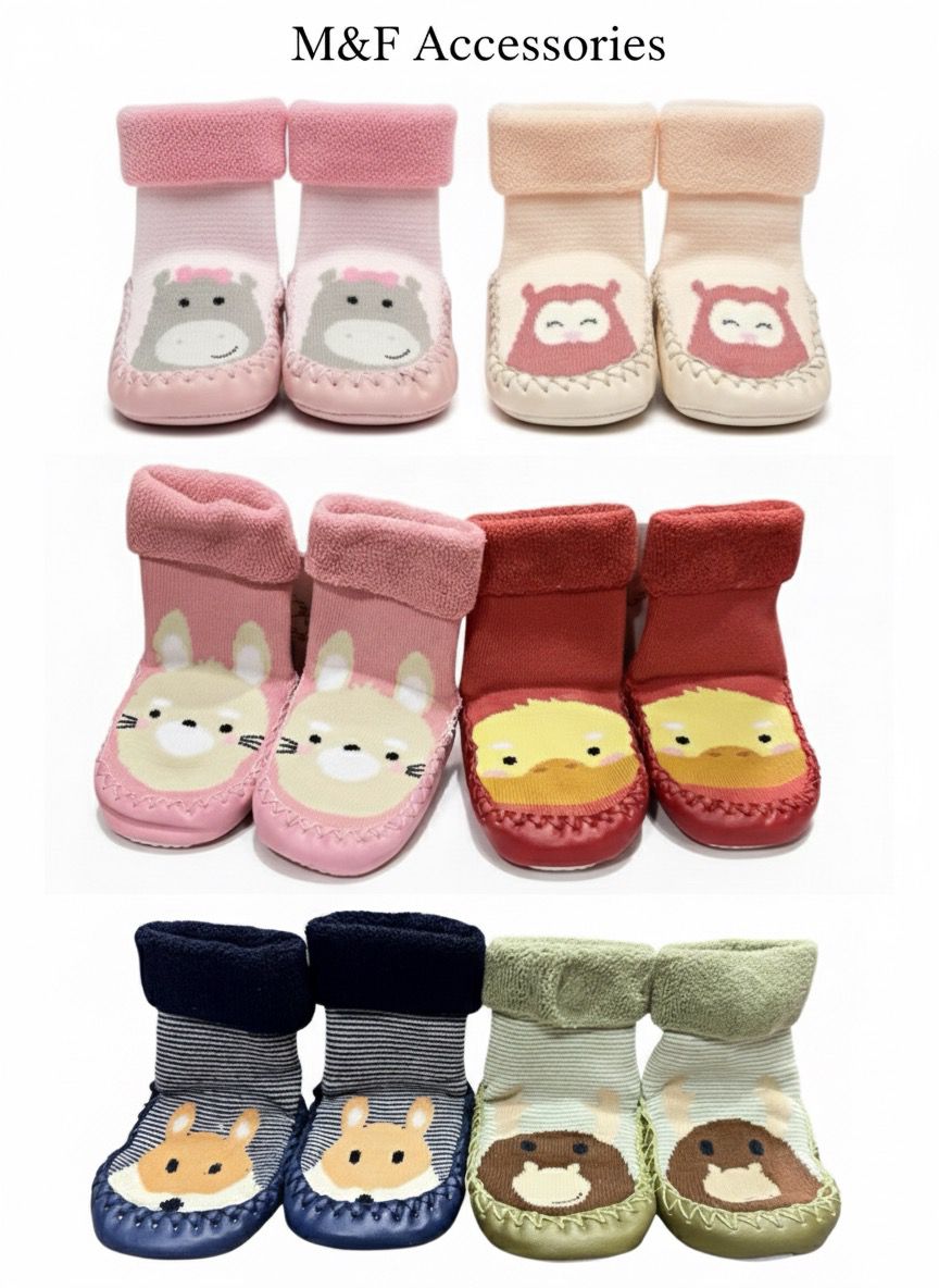 Infant Non-Slip Leather Sole Booties (Pack of 2 Pairs)