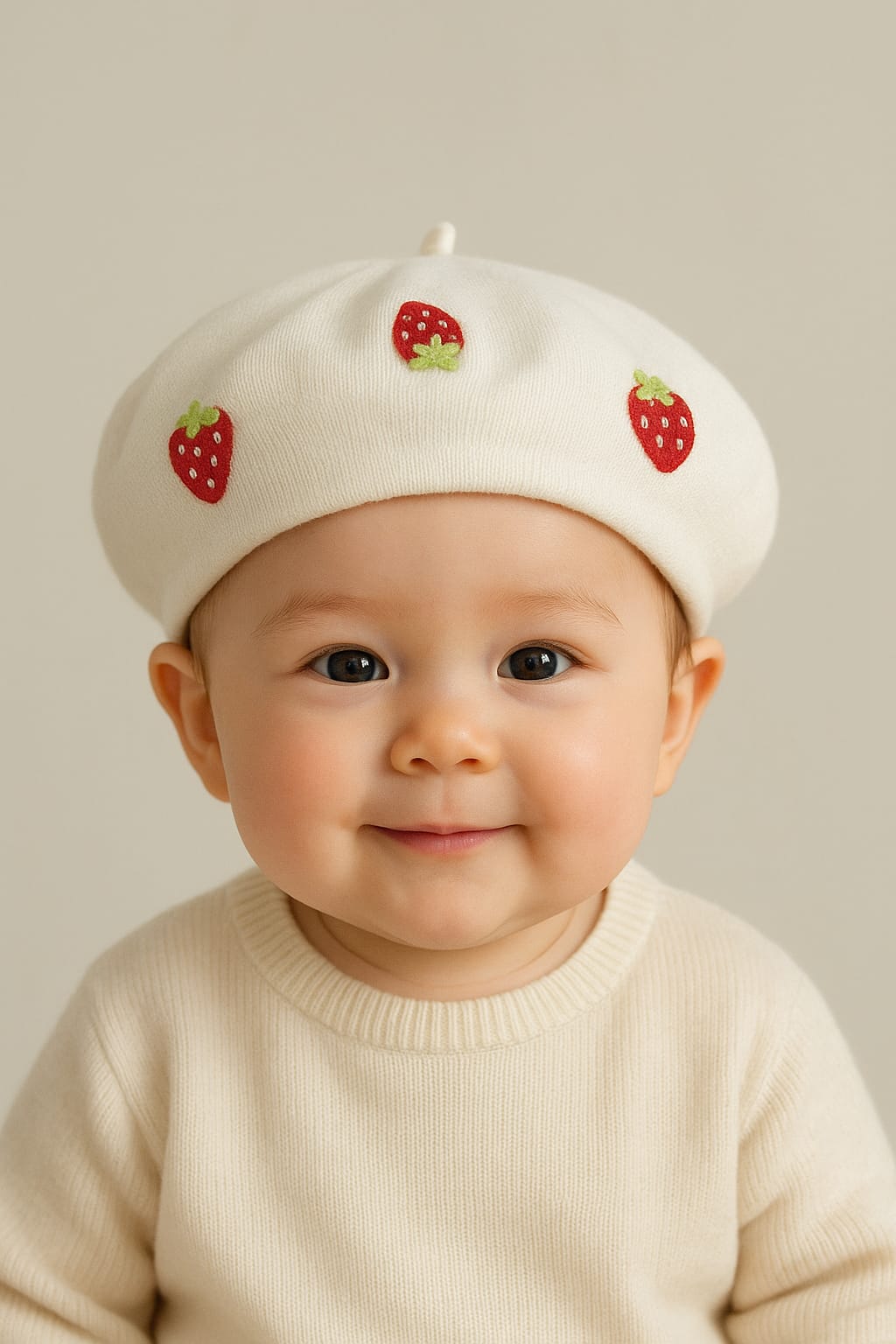Tiny Strawberry Beret – Cute & Cozy