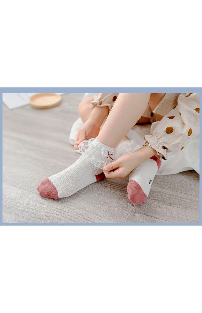 Ruffle-Cuff Socks with Bow Ruffle-Cuff Socks with Bow