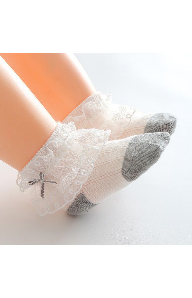 Ruffle-Cuff Socks with Bow (Pack of 5 Pairs)