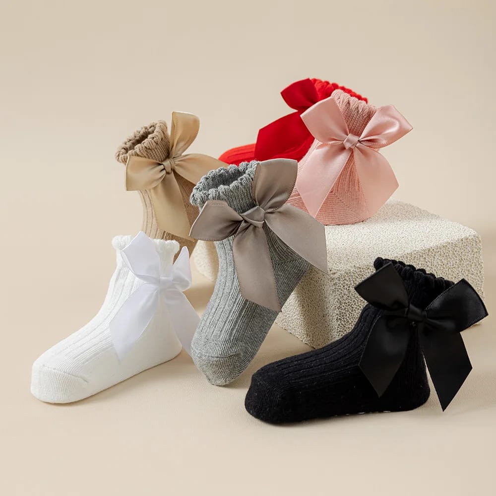 Non-Slip Baby Bow Socks – Mid-Calf Length