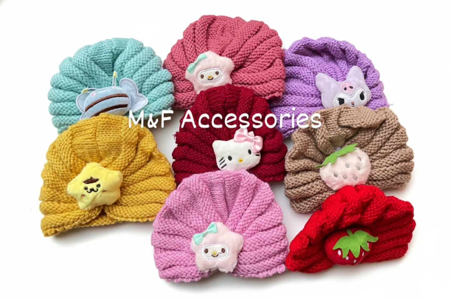 Cute Character Knit Baby Turban Cap – Soft Winter Headwear for Infants