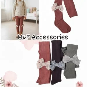 big bow ribbed baby leggings