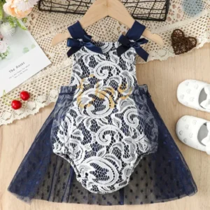 Navy & Lace "One" Tutu Romper