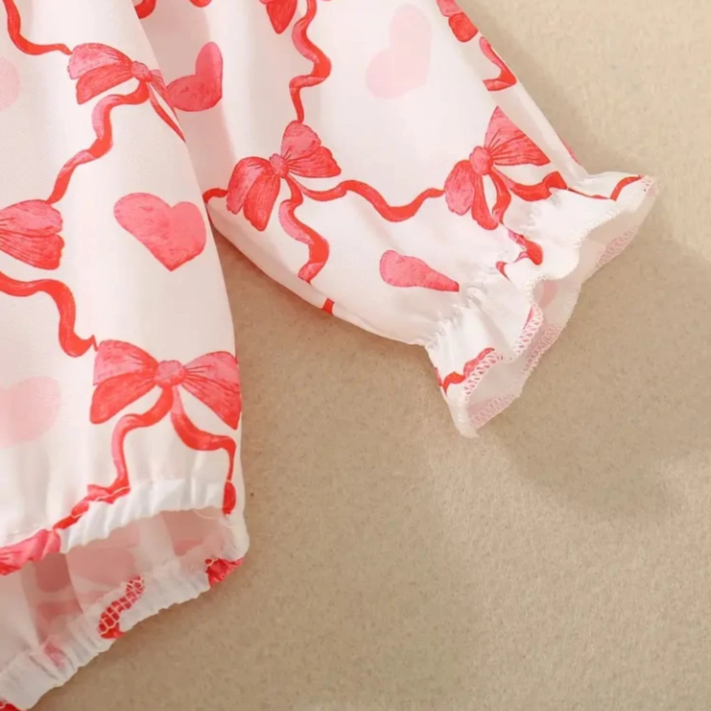 Heart Smocked Bow-Print Romper Heart Smocked Bow-Print Romper