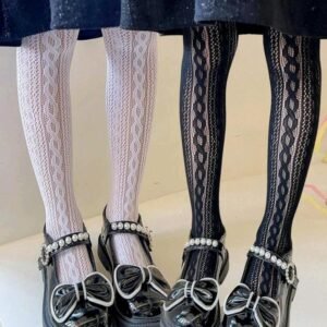 Vintage Cable-Knit Hollow Out Patterned Leggings