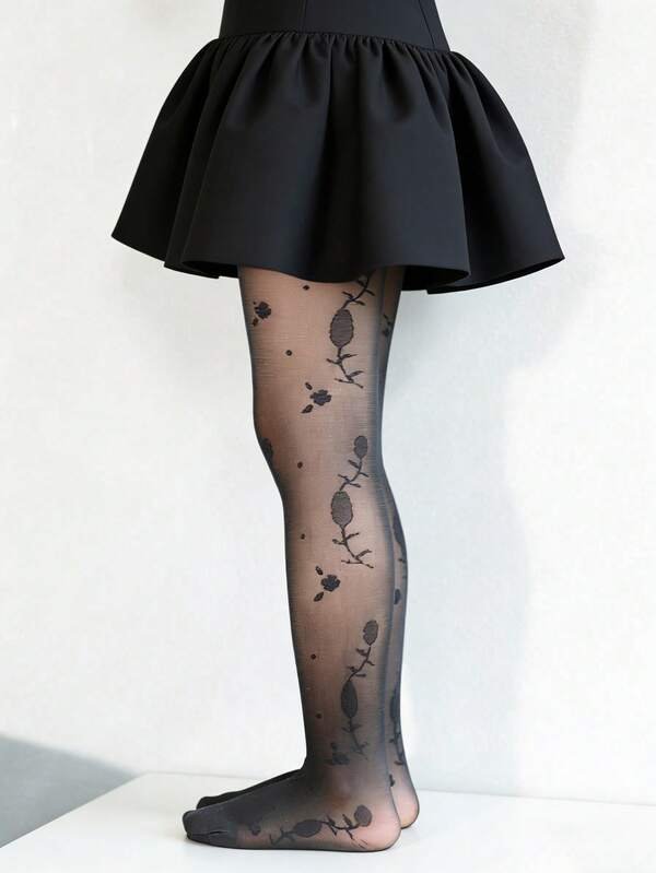 Premium Floral (Rose) Sheer Tights – Lightweight & Breathable Premium Floral (Rose) Sheer Tights – Lightweight & Breathable