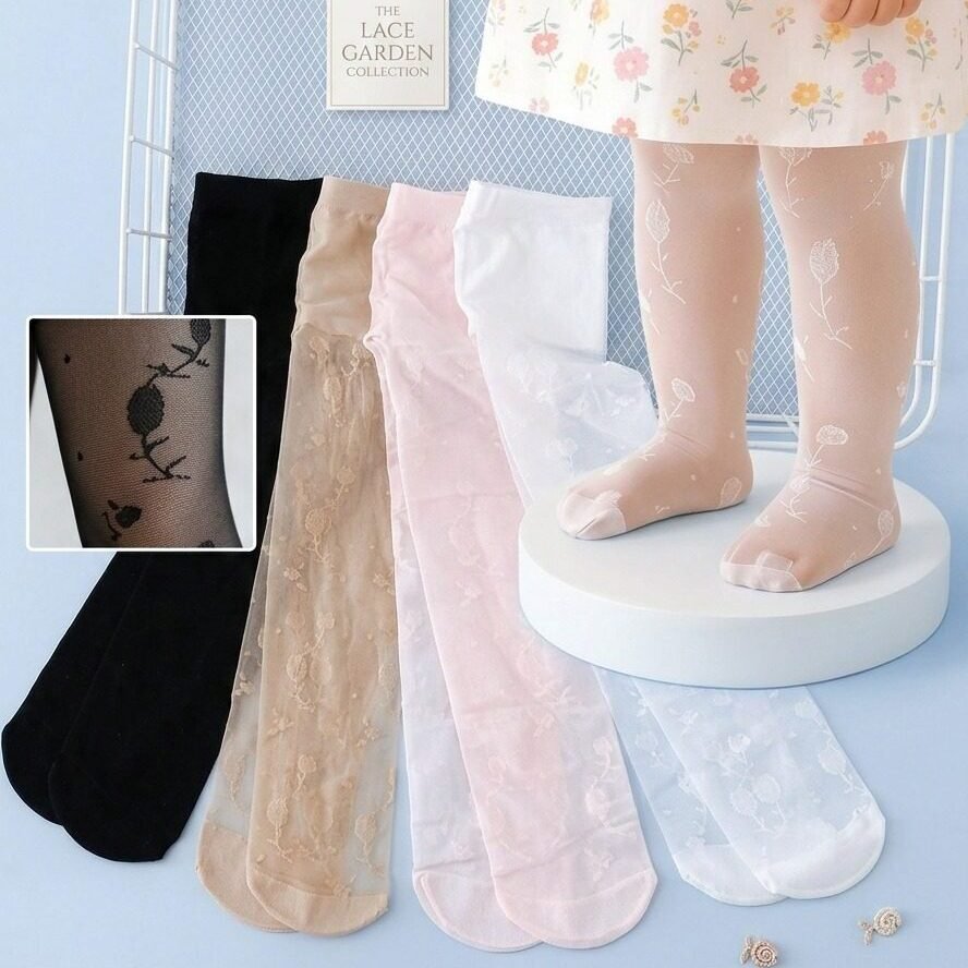 Premium Floral (Rose) Sheer Tights – Lightweight & Breathable Premium Floral (Rose) Sheer Tights – Lightweight & Breathable