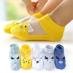 Pack of 5 Kids Socks – Soft, Breathable & Non-Slip (0–12 Years)
