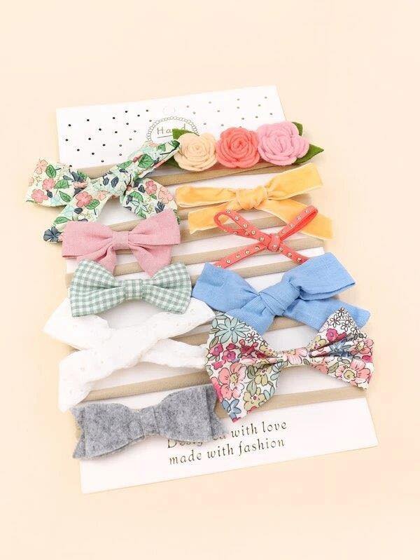 Pack of 10 Soft Headbands for Infants & Kids – Multicolor