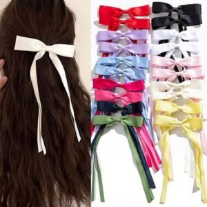Classic Long Ribbon Hair Bows – Girls Hair Clips