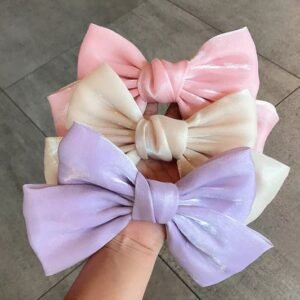 Dreamy Glaze Giant Bow Clips – Elegant Hair Accessories