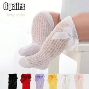 Knee-High Mesh Bow Socks