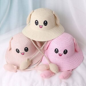 Moving Ear Breathable Bunny Straw Hat