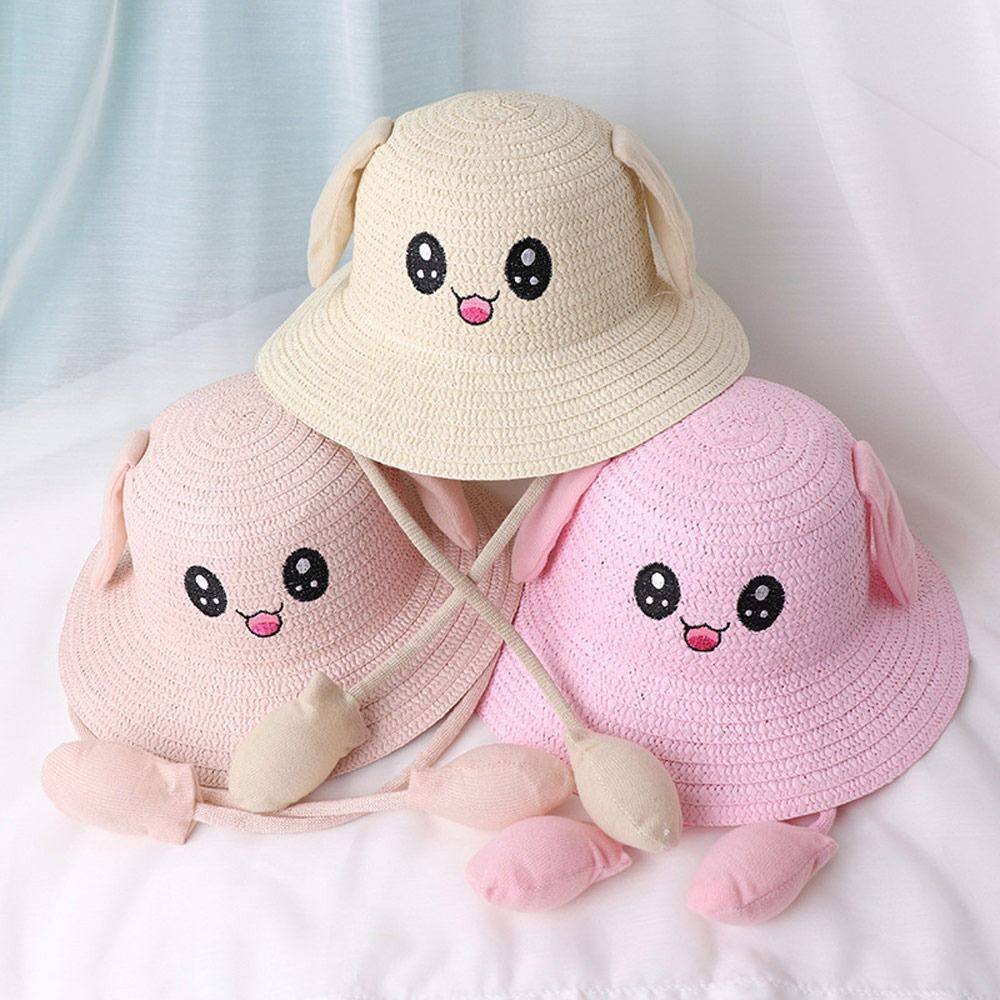 Moving Ear Breathable Bunny Straw Hat