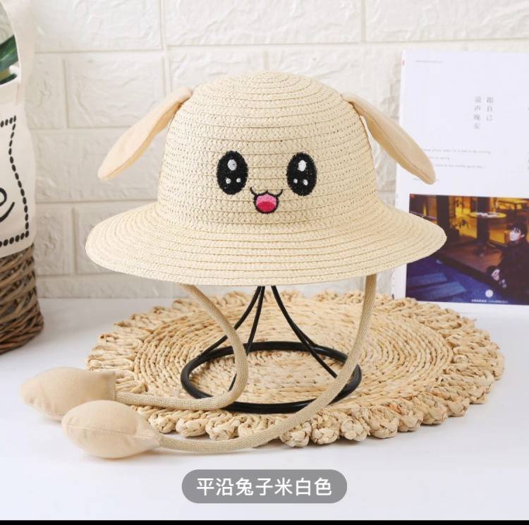 Moving Ear Breathable Bunny Straw Hat