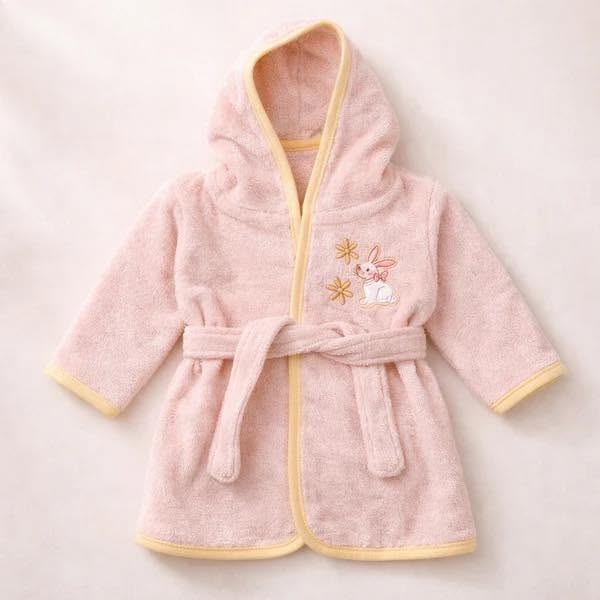 Ultra-Soft Hooded Baby Bathrobe with Matching Cap (0-2 Years)