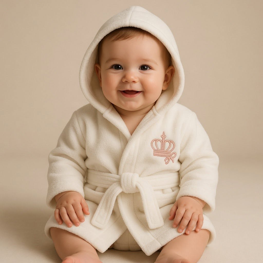 Ultra-Soft Hooded Baby Bathrobe with Matching Cap (0-2 Years)
