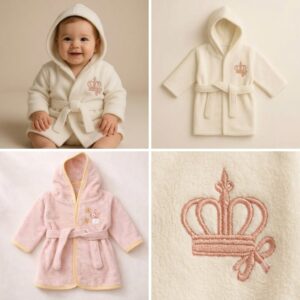 Ultra-Soft Hooded Baby Bathrobe with Matching Cap (0-2 Years)