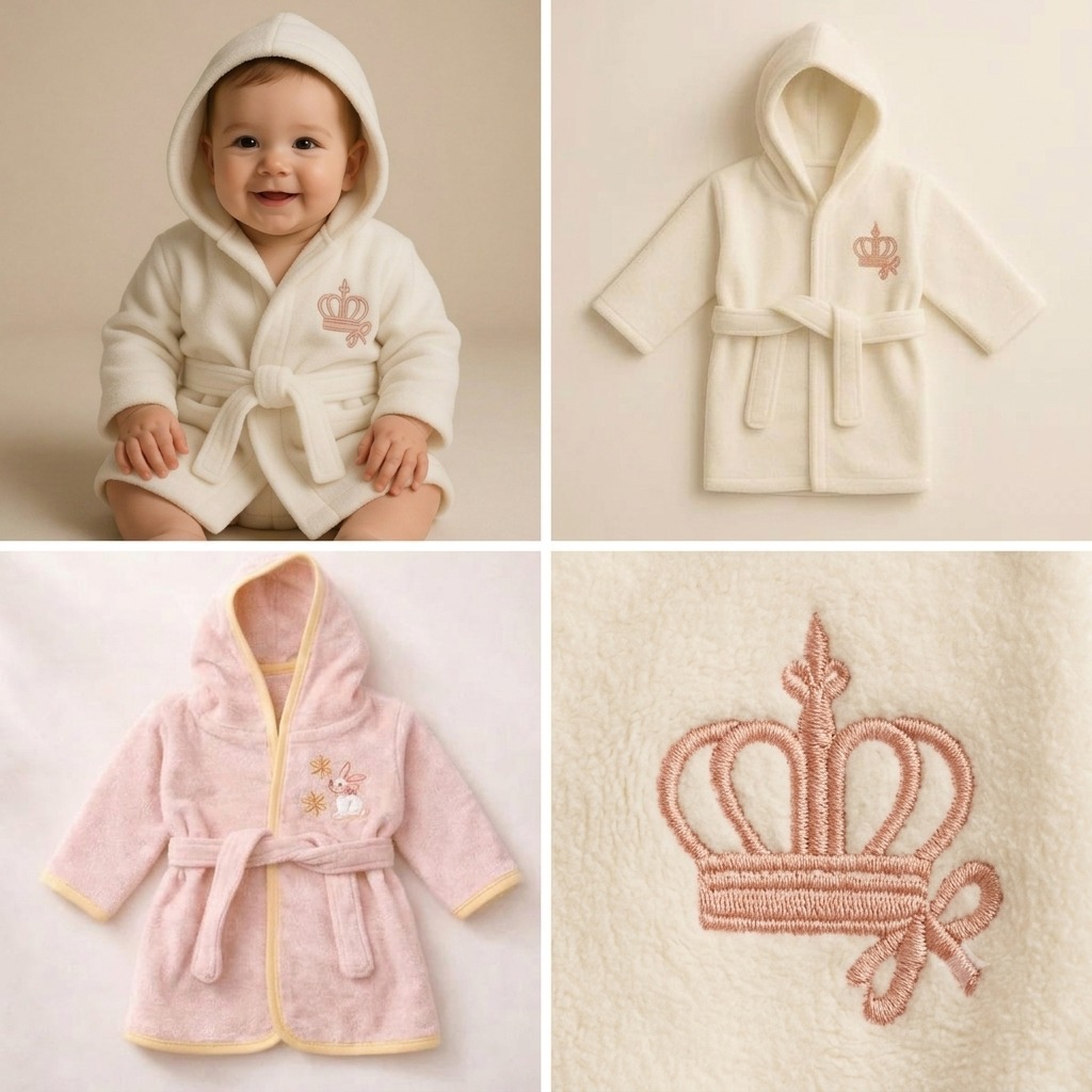 Ultra-Soft Hooded Baby Bathrobe with Matching Cap (0-2 Years)