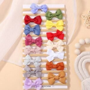 15-Piece Rainbow Mini Grosgrain Ribbon Headbands for Babies & Toddlers