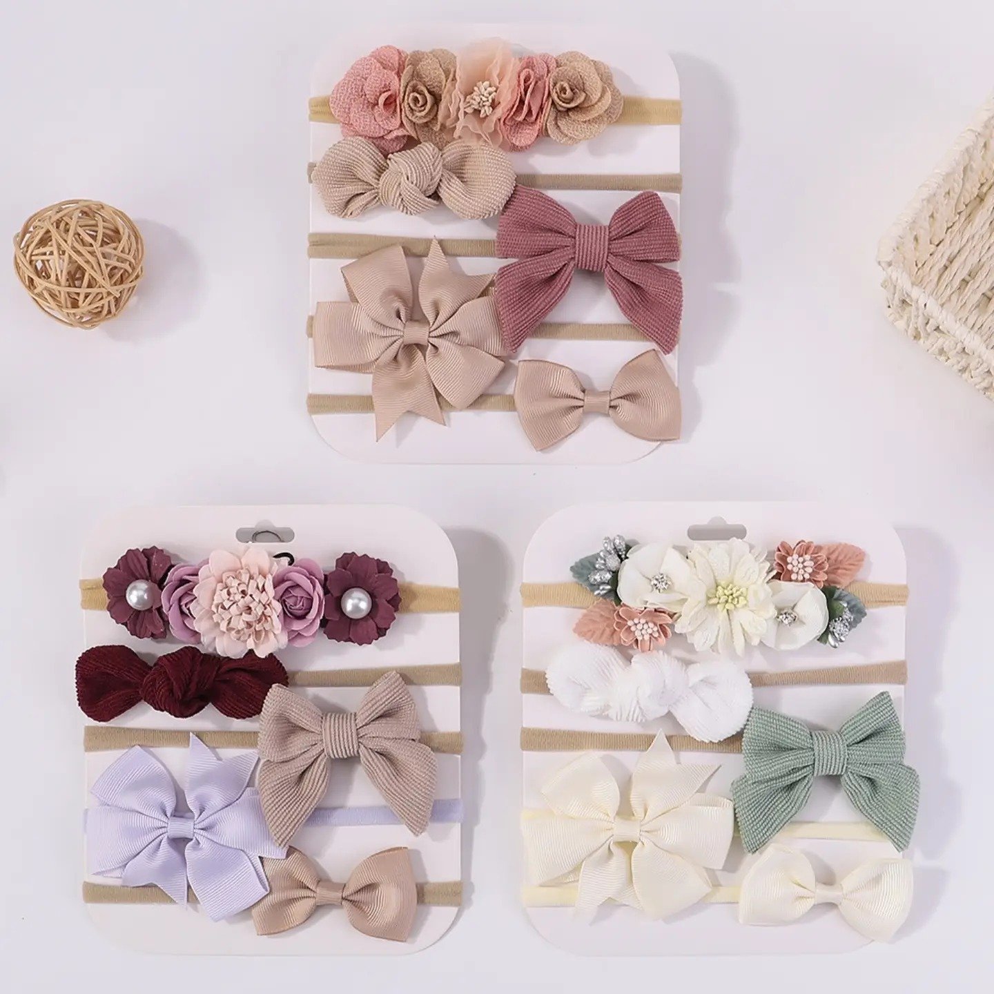 Infant & Toddler Floral Bow Headband Gift Set
