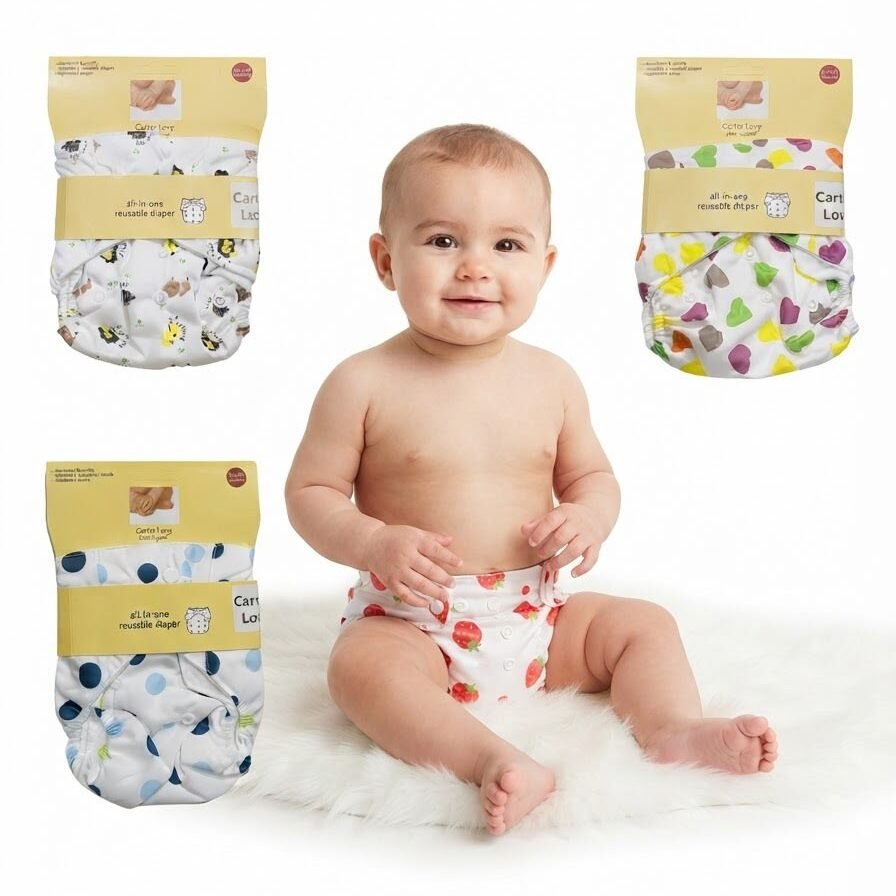 Adjustable & Reusable Printed Baby Diaper
