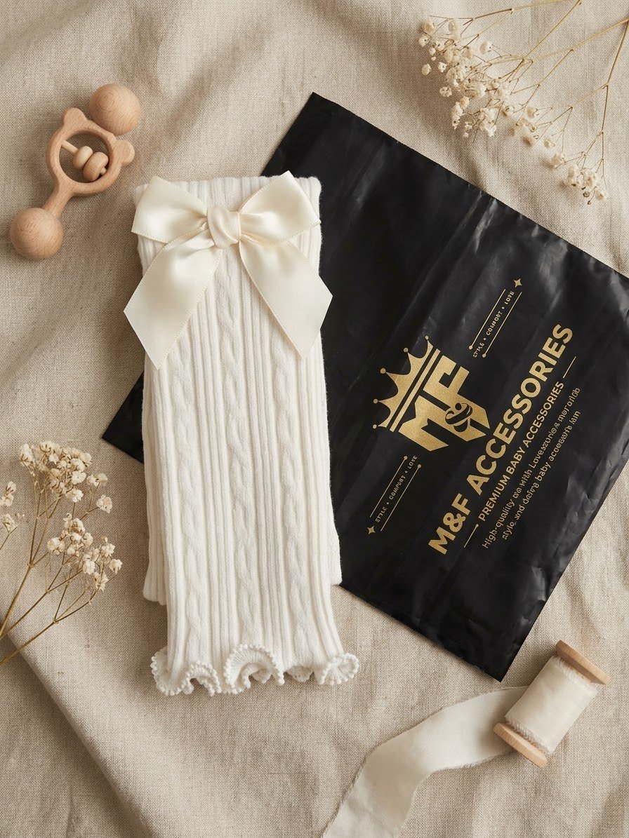Premium Cable-Knit Tights with Satin Bow