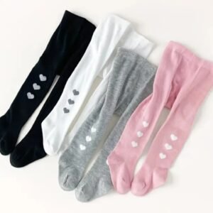 Girls Triple Heart Printed Cotton Leggings